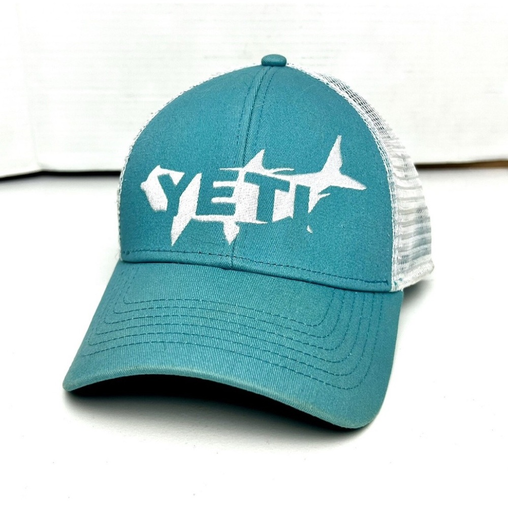 Turquoise Yeti Trucker Baseball Mesh Fish Hat